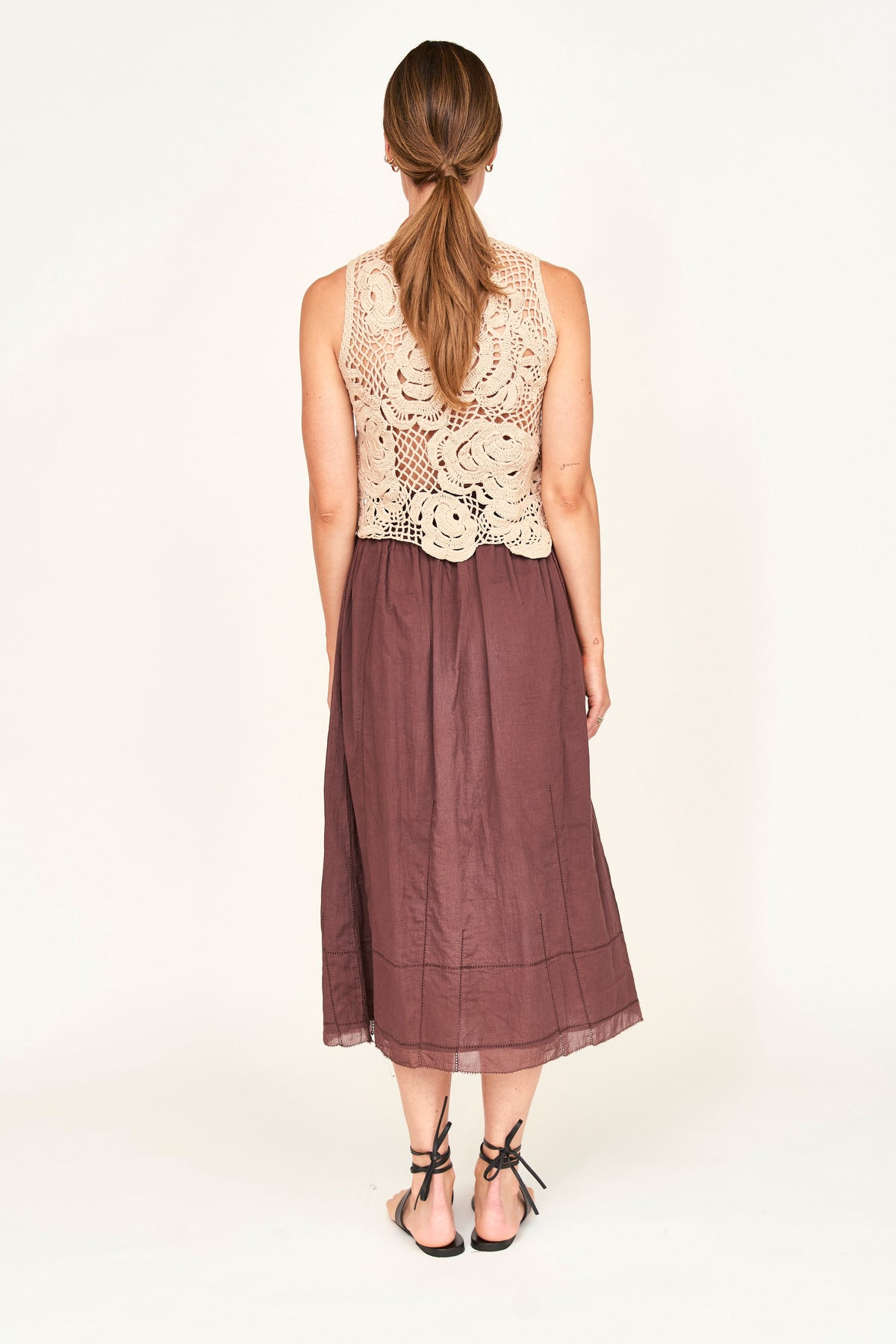 Crochet Floral Tank in Sand