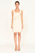 Cotton flax Short Dress in Oat Fossil