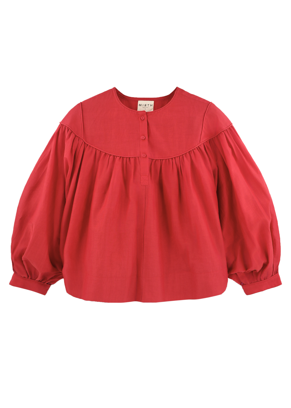 Gathered blouse with front half placket