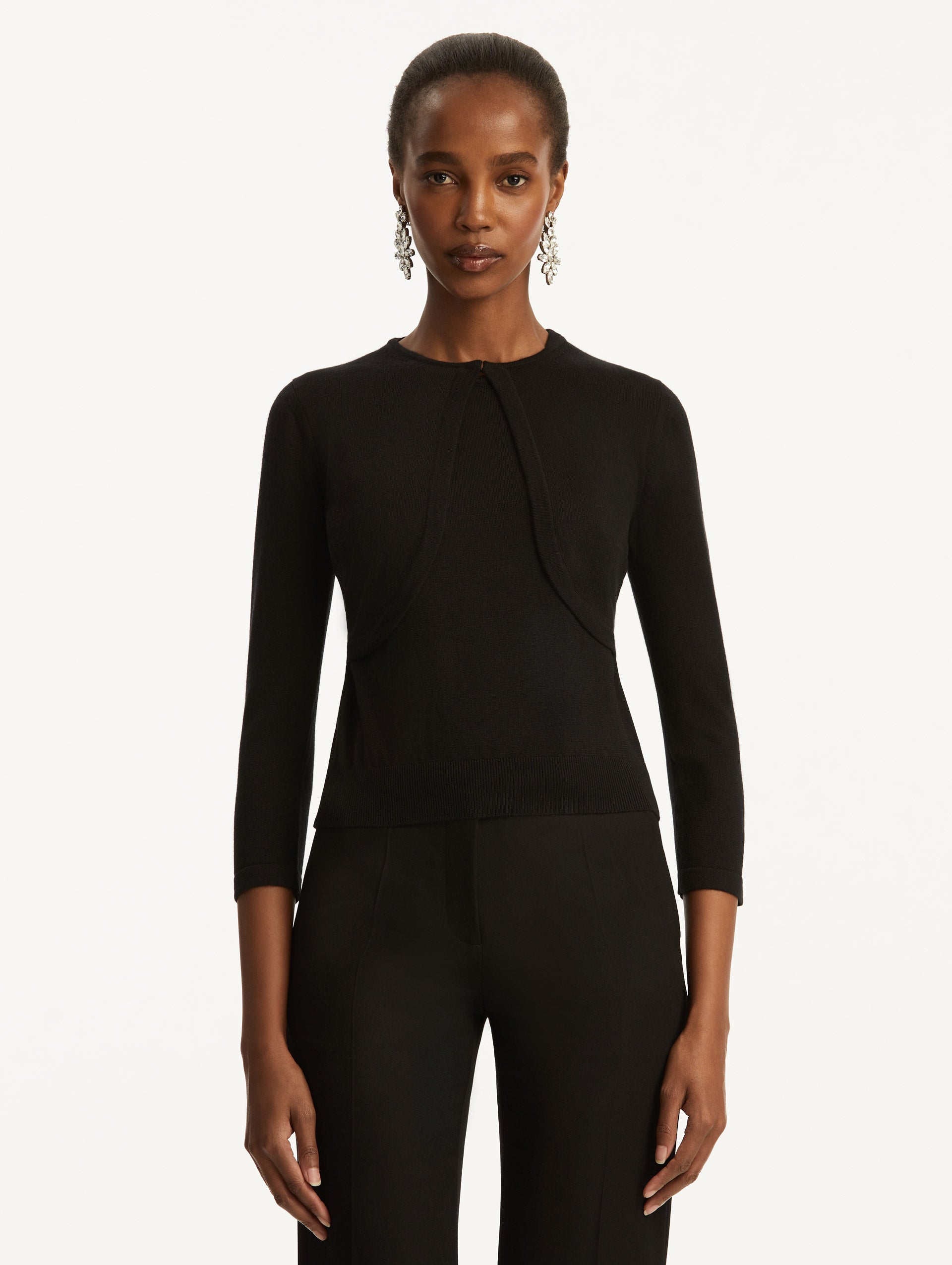 Black Long Sleeve Crop Cardigan‌