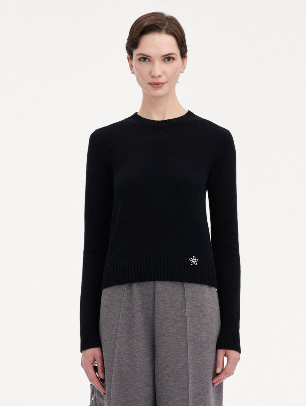 Black Ribbed Long Sleeve Sweater