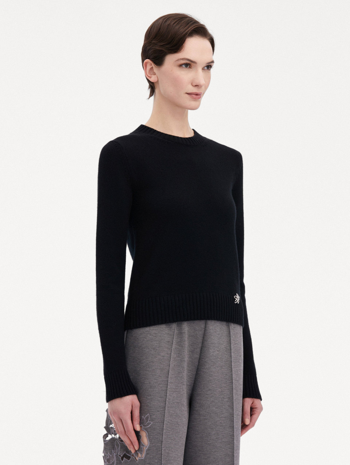 Black Ribbed Long Sleeve Sweater