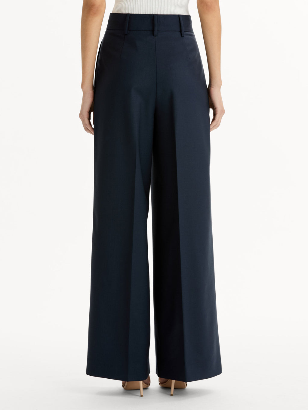 Navy High-Waisted Wide Leg Trousers