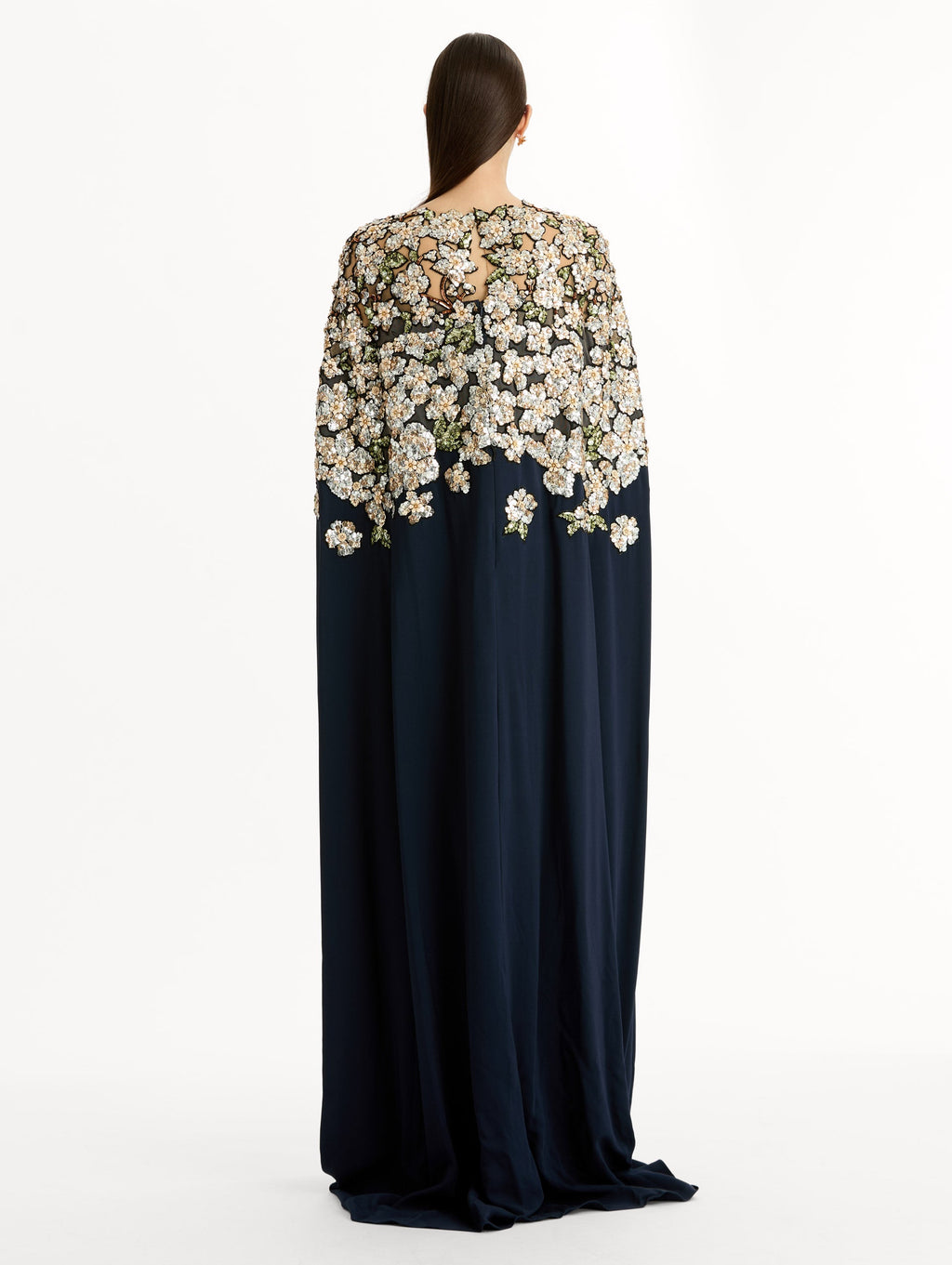 Elegant Floral-Trimmed Maxi Dress‌