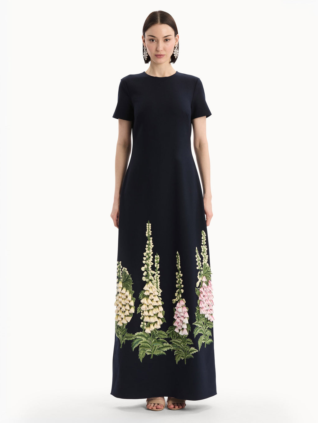 ‌Black Foxglove Embroidered Maxi Dress