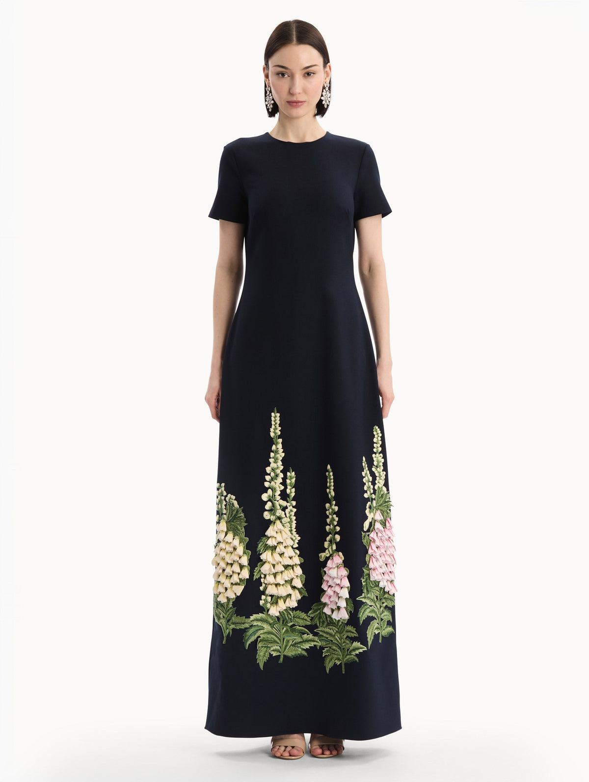 ‌Black Foxglove Embroidered Maxi Dress