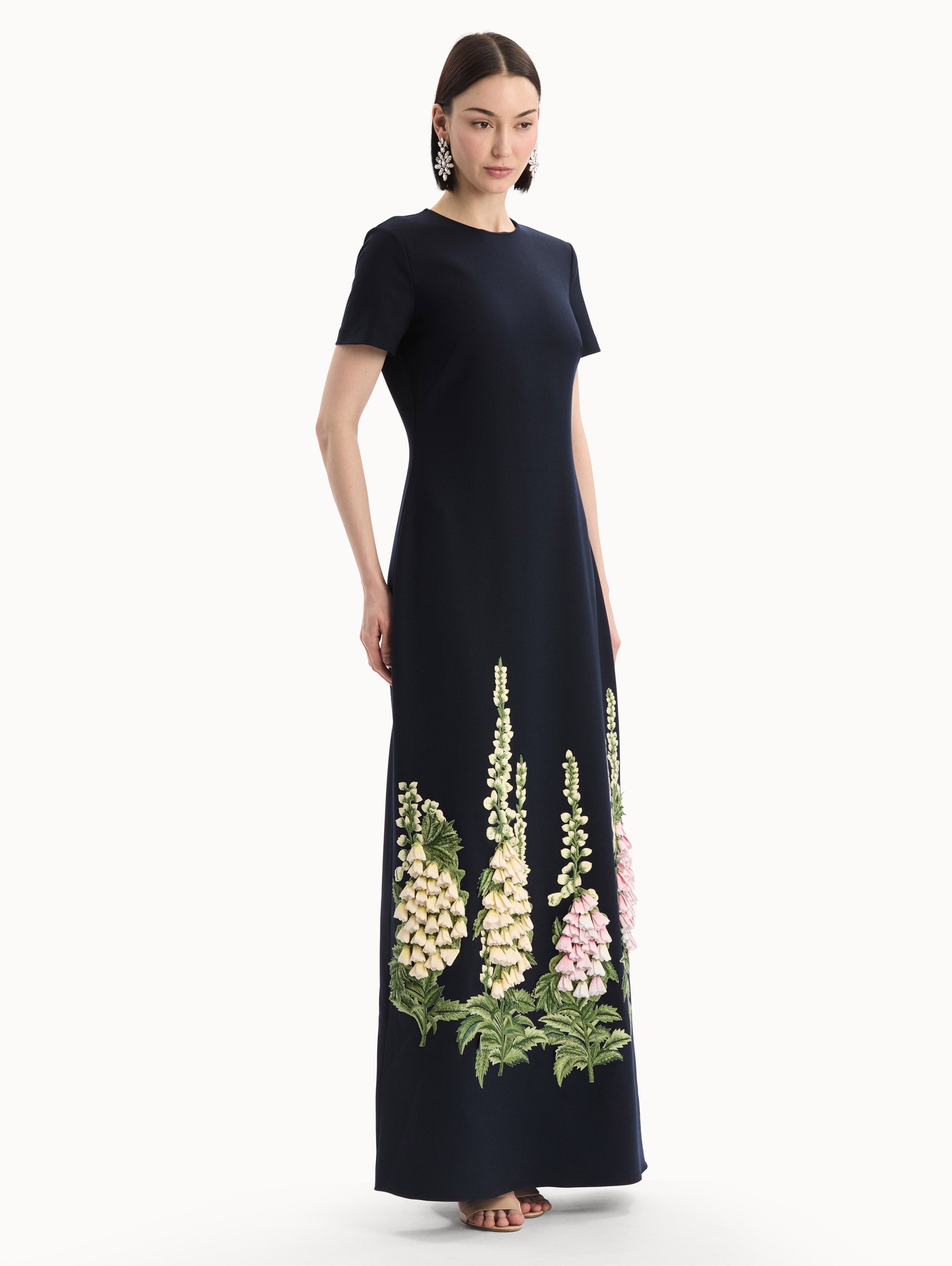 ‌Black Foxglove Embroidered Maxi Dress