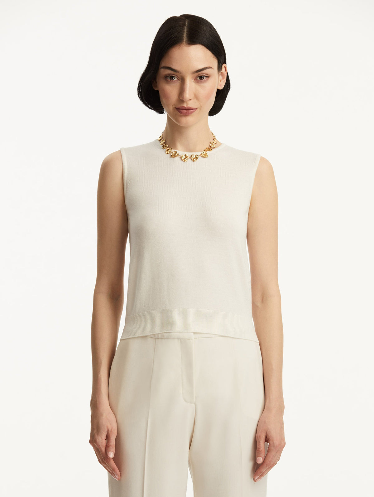 Ribbed Hem Sleeveless Jumper‌