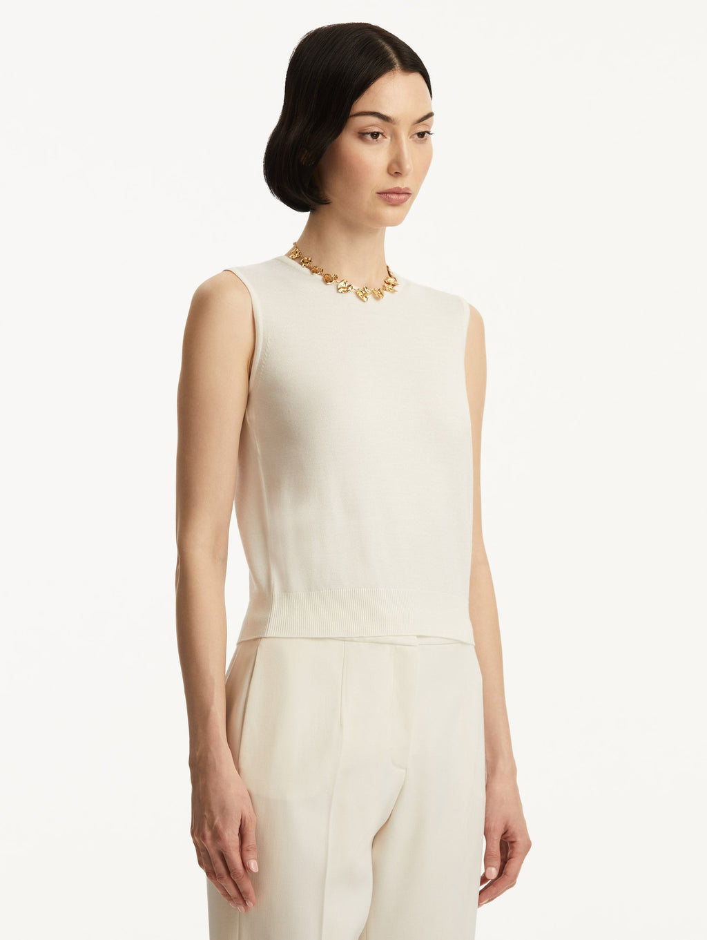 Ribbed Hem Sleeveless Jumper‌