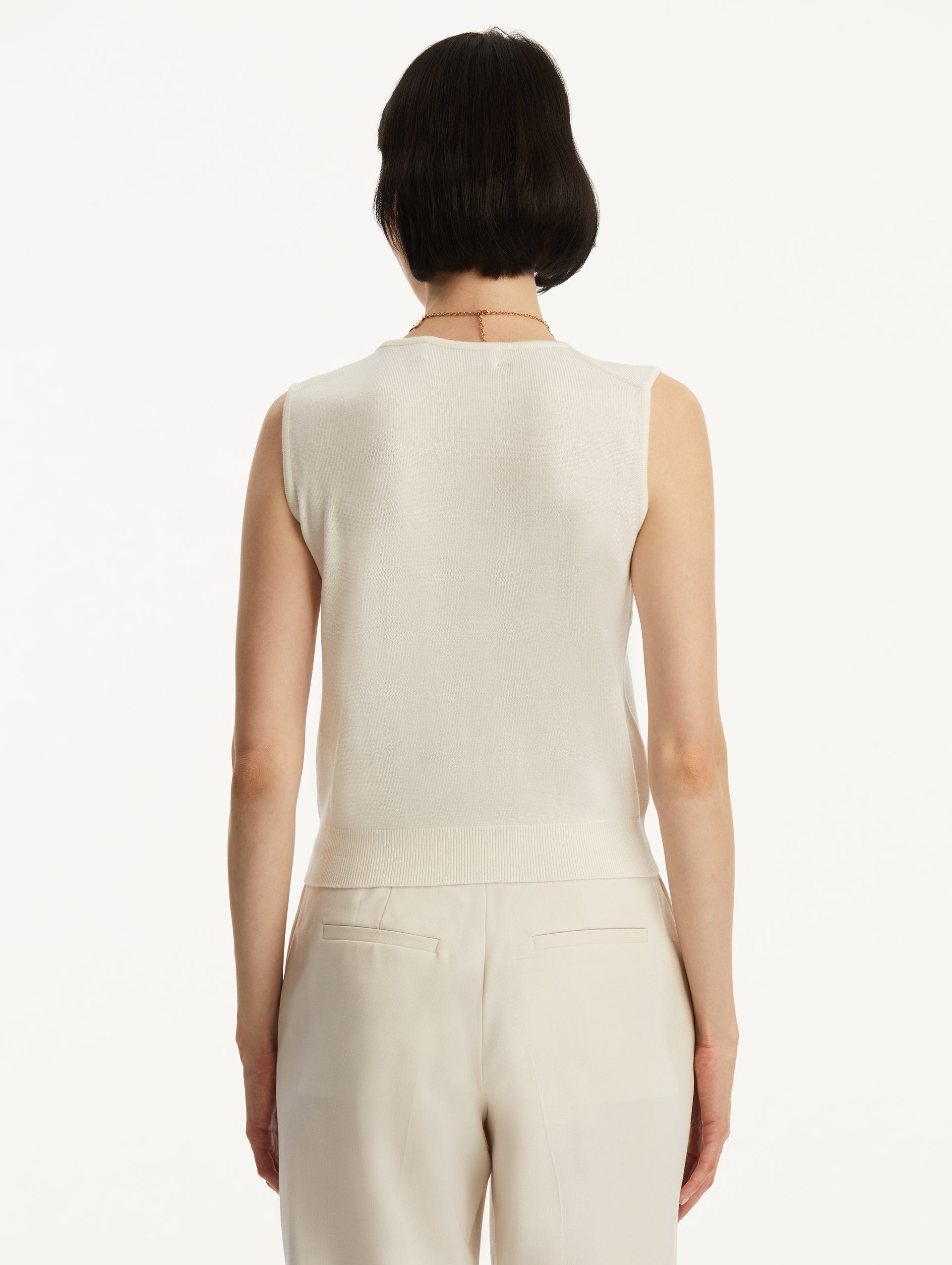 Ribbed Hem Sleeveless Jumper‌