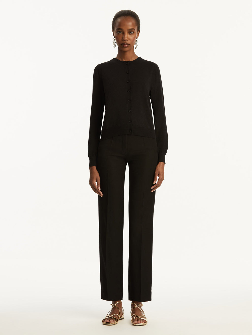 Minimalist Black Button Cardigan
