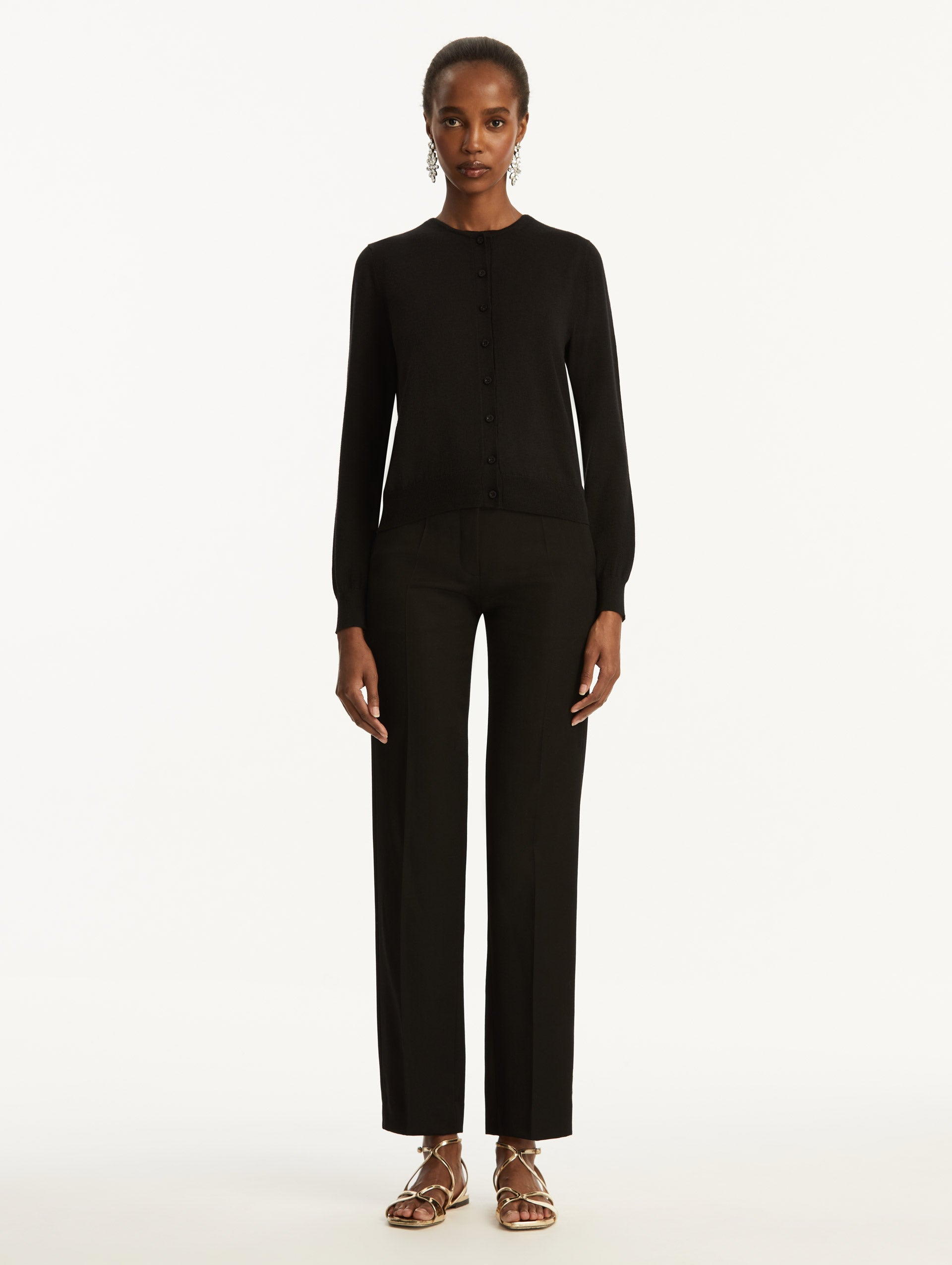 Minimalist Black Button Cardigan