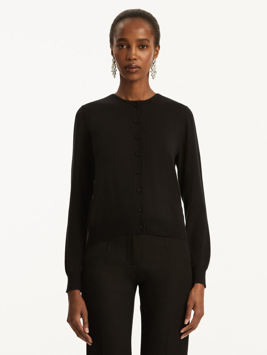 Minimalist Black Button Cardigan