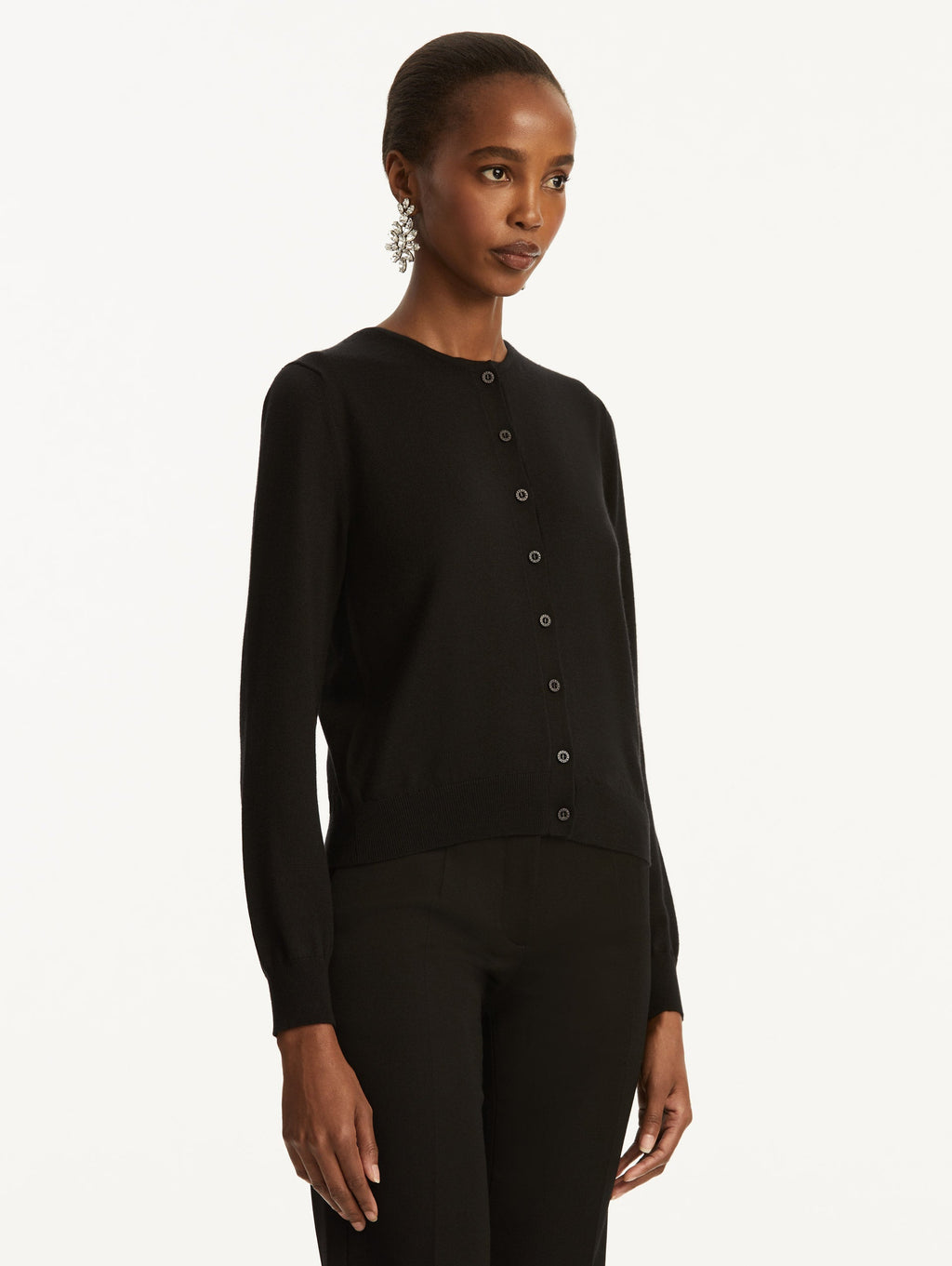 Minimalist Black Button Cardigan