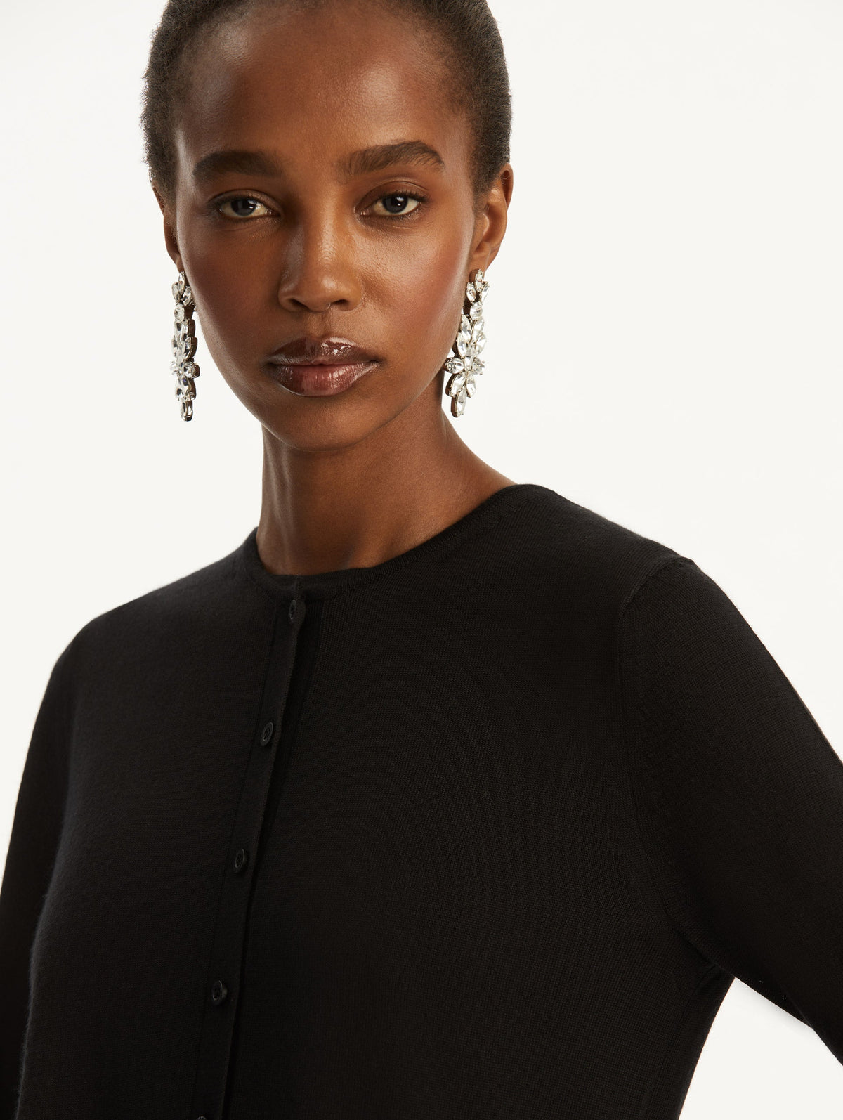 Minimalist Black Button Cardigan