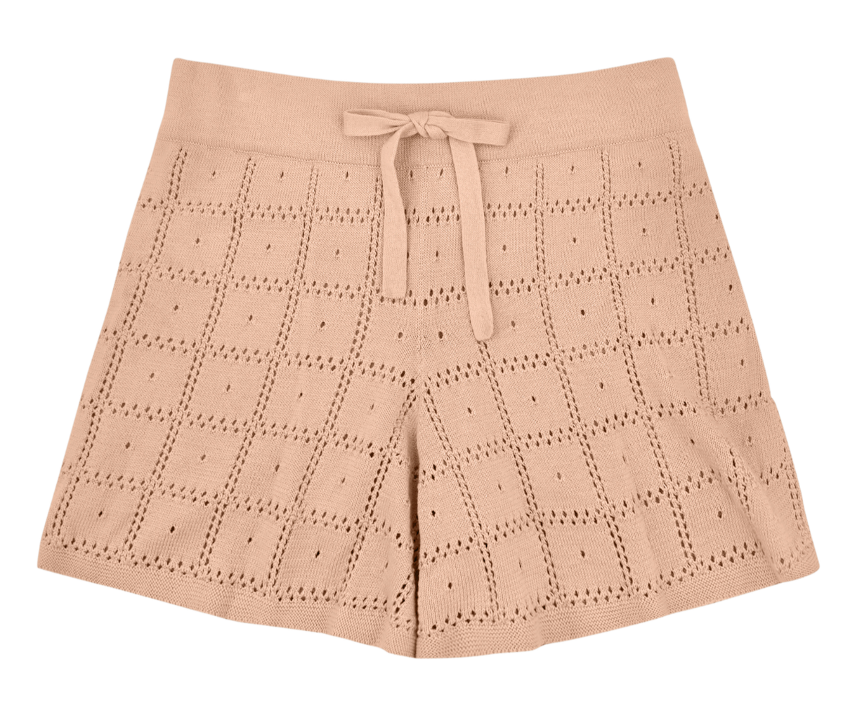 Lighweight cotton pointelle knit short