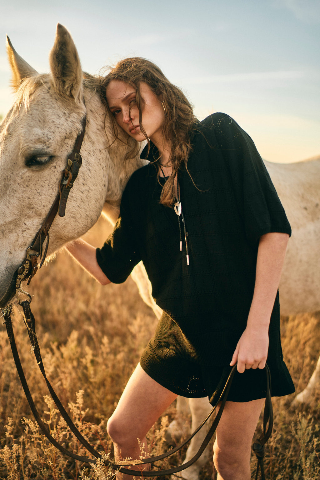 Pointelle Knit Top in Black