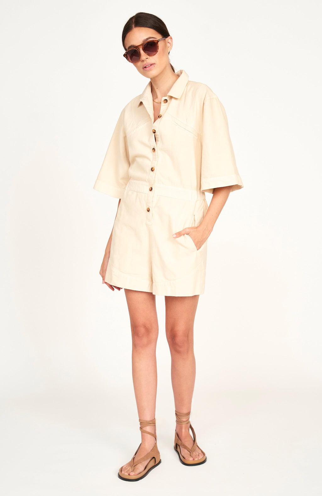 Romper in Cream Canvas