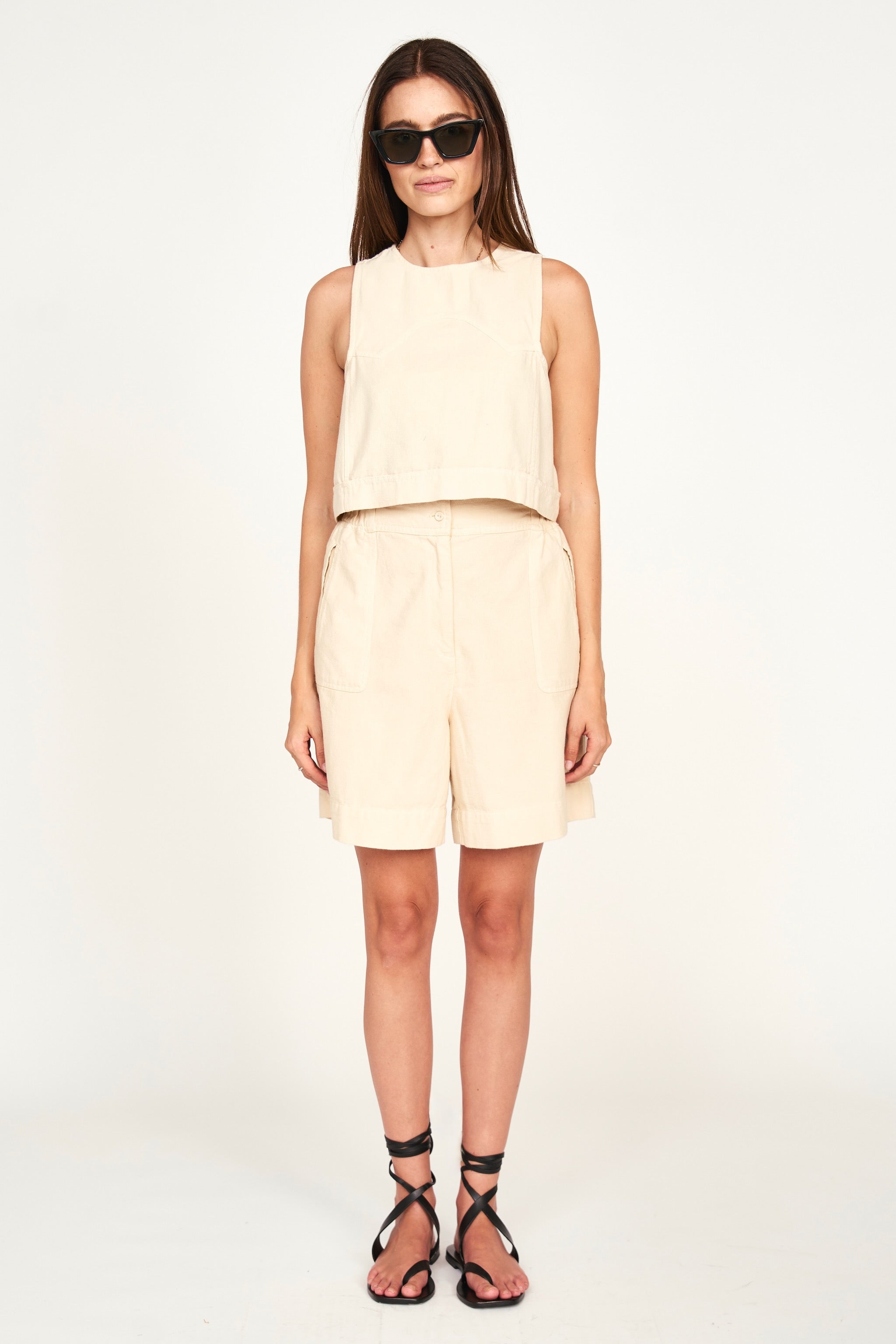Shorts in Cream Canvas