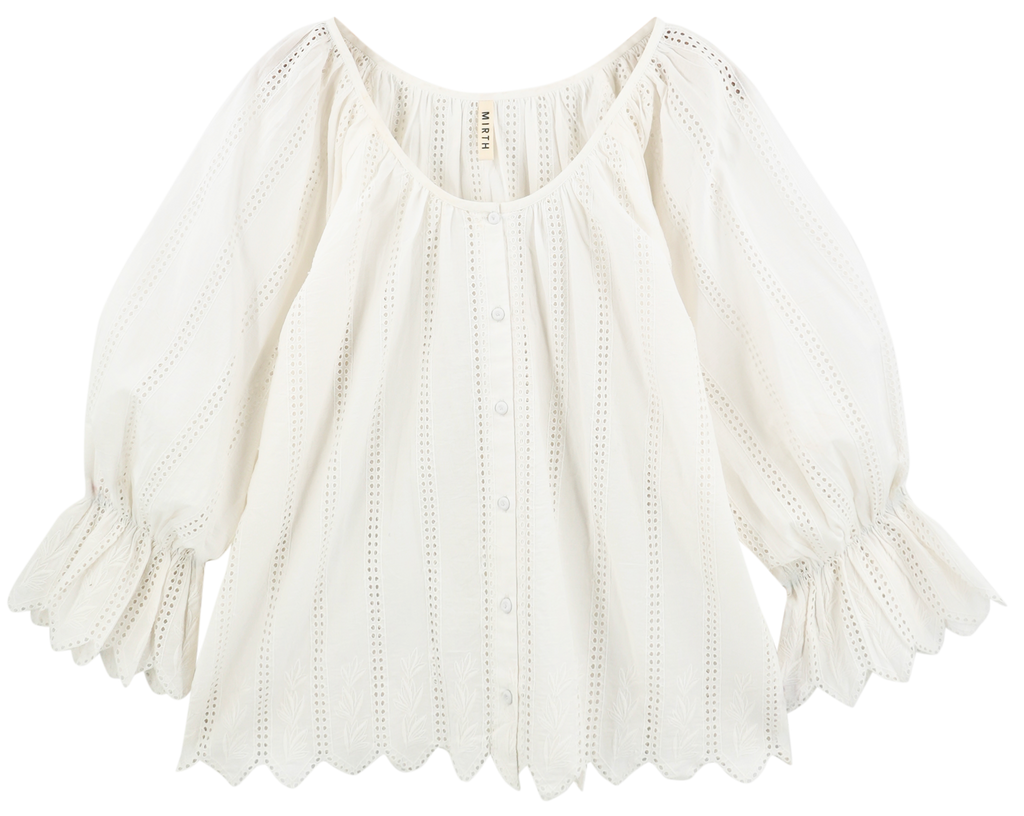 Top in White Vine Eyelet