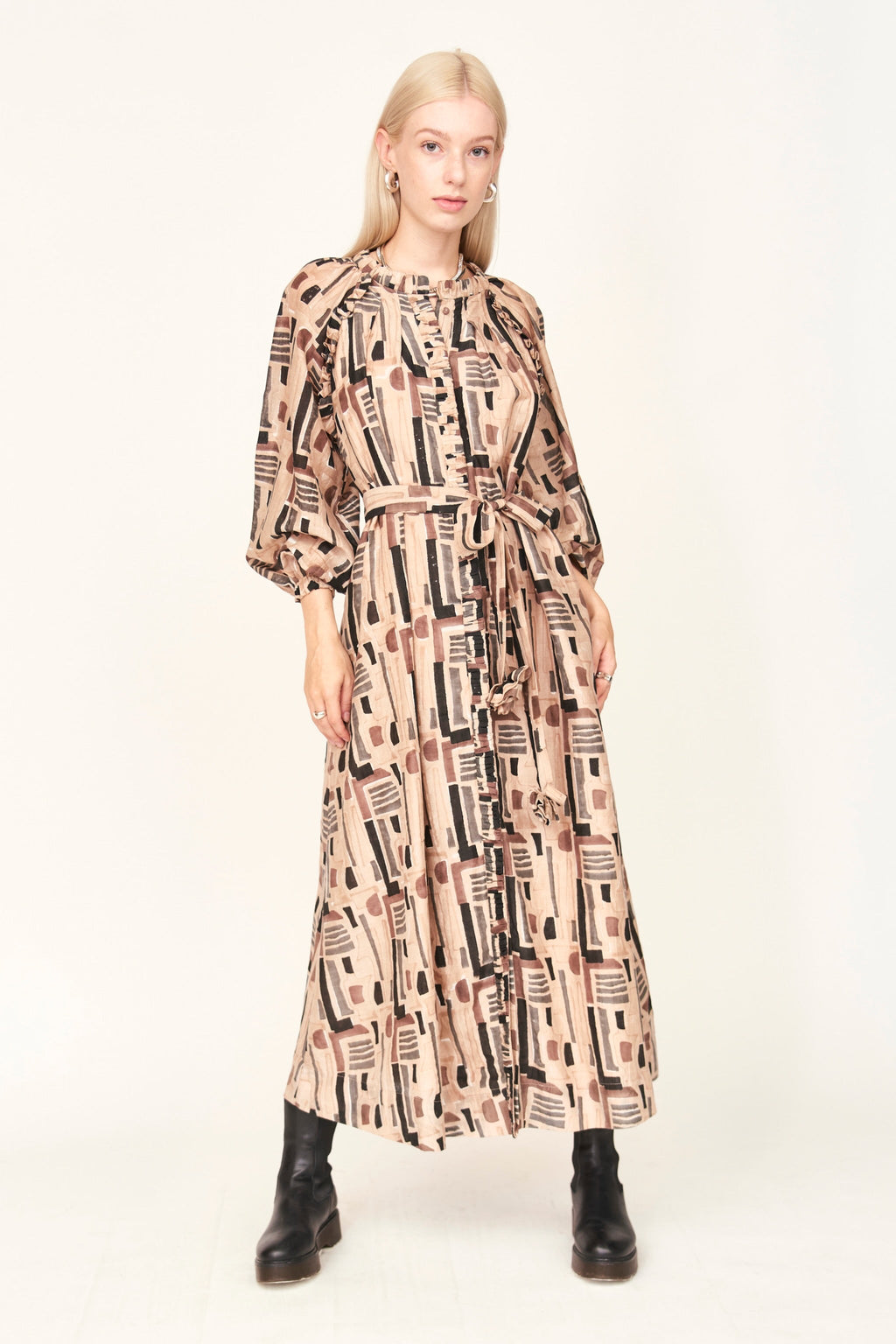 Elastic cuff Sand Labyrinth Dress