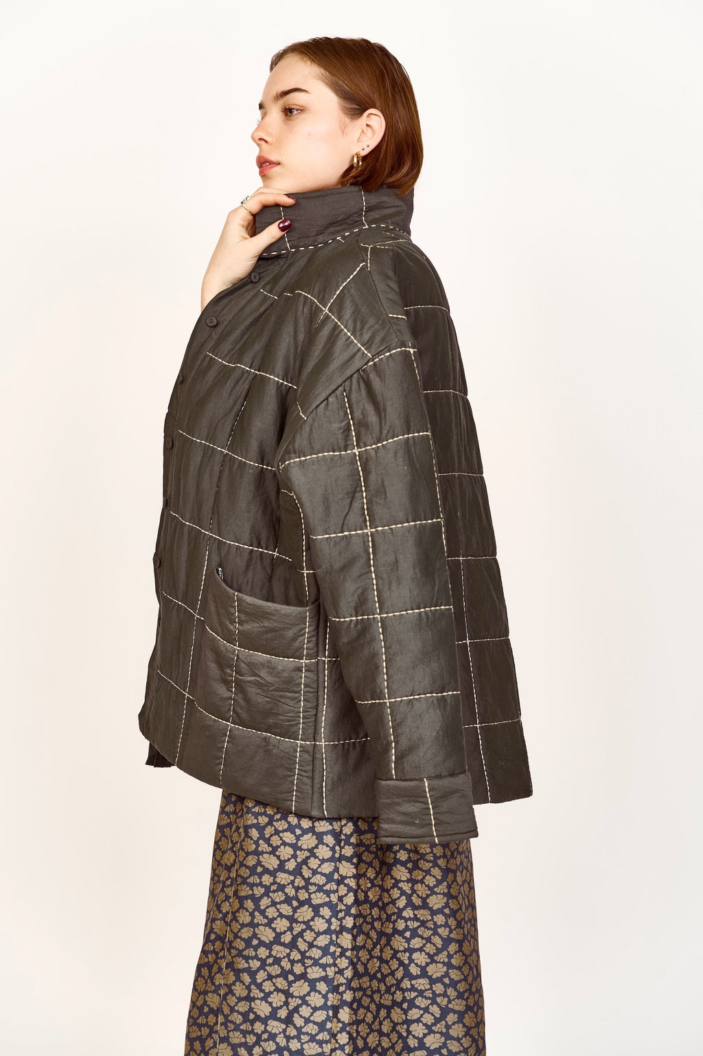 Quilted Jacket in Black Olive