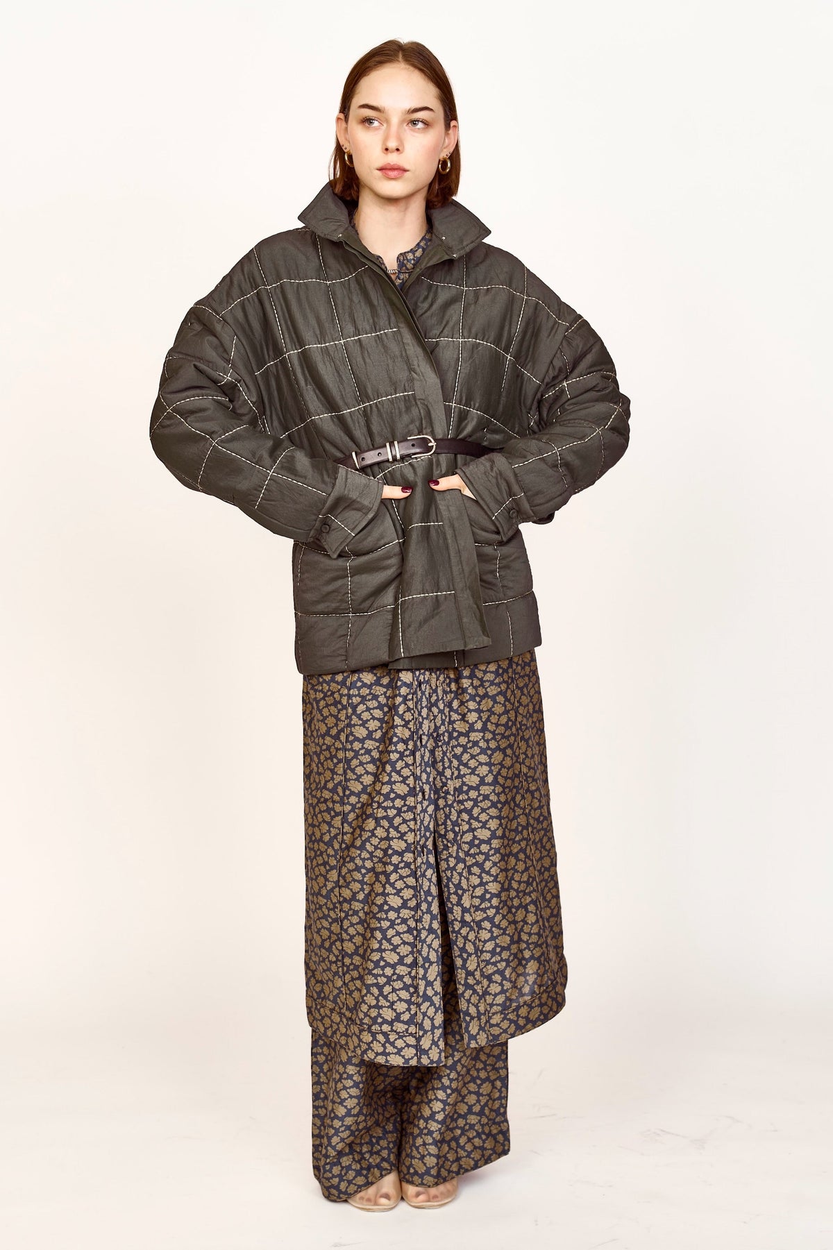 Quilted Jacket in Black Olive