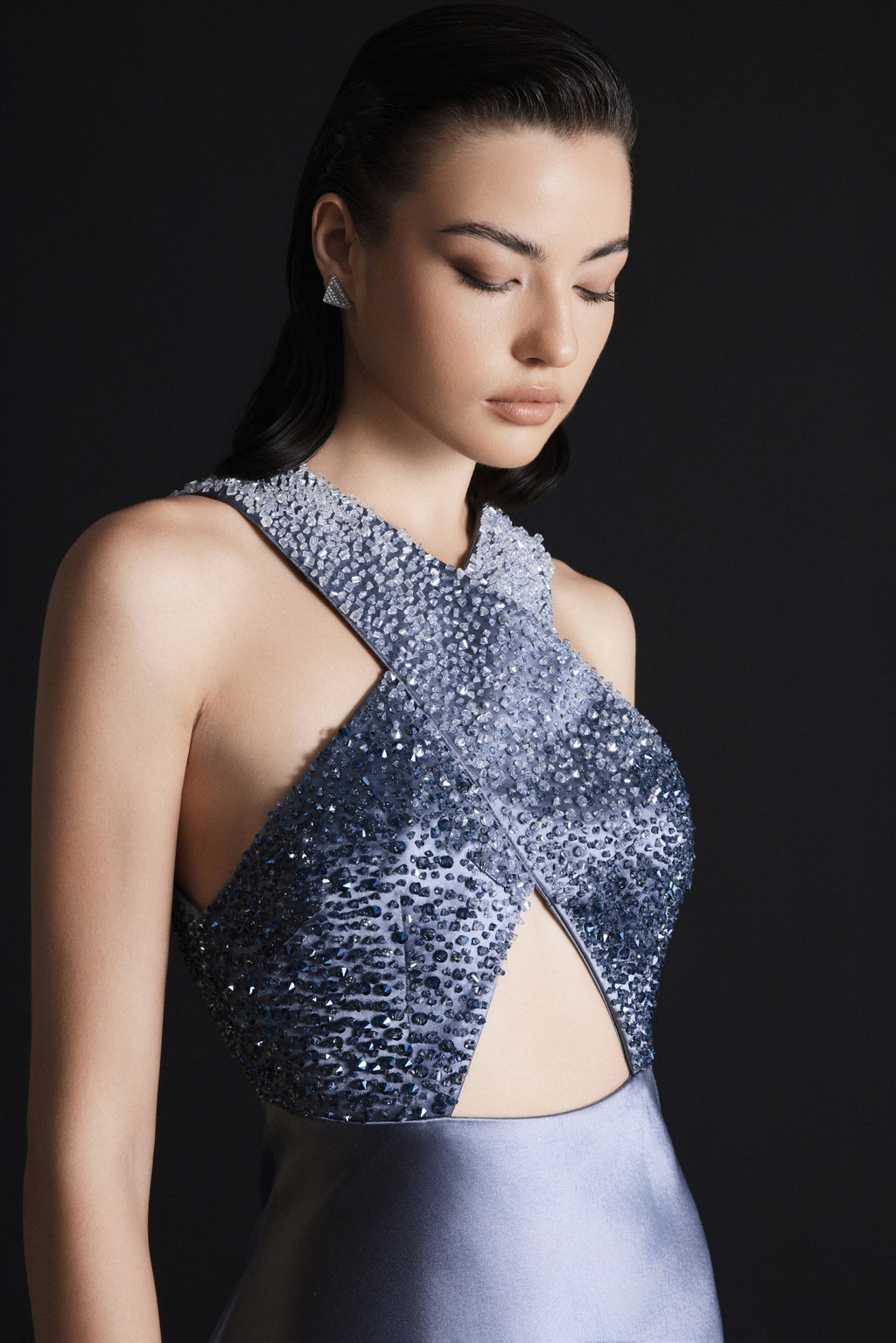 Cross hollow evening gown