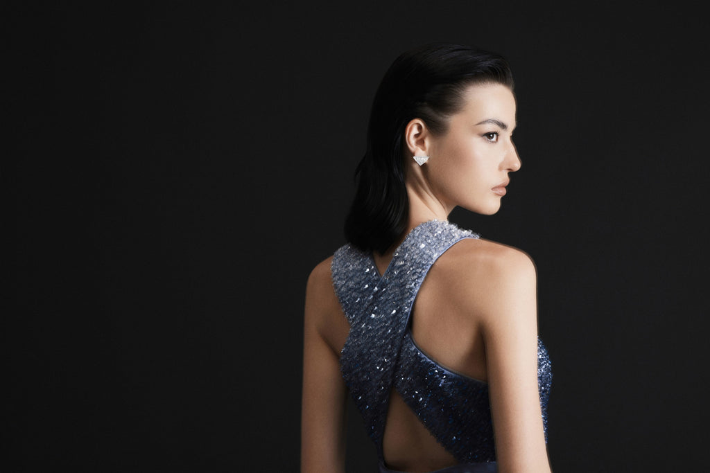 Cross hollow evening gown