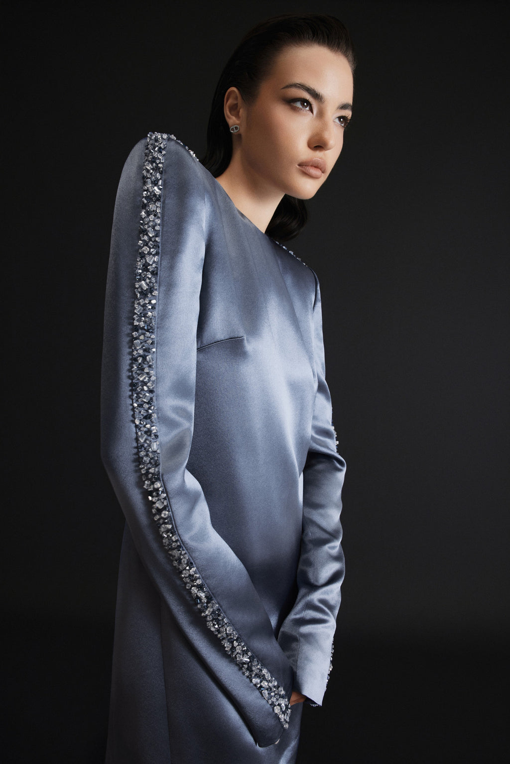 Long Sleeve dress with square padded shoulders