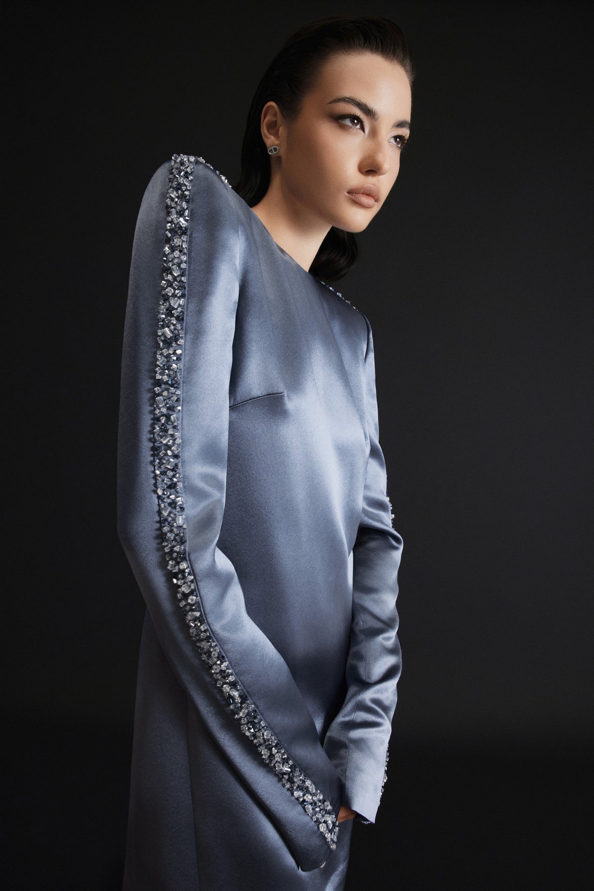 Long Sleeve dress with square padded shoulders
