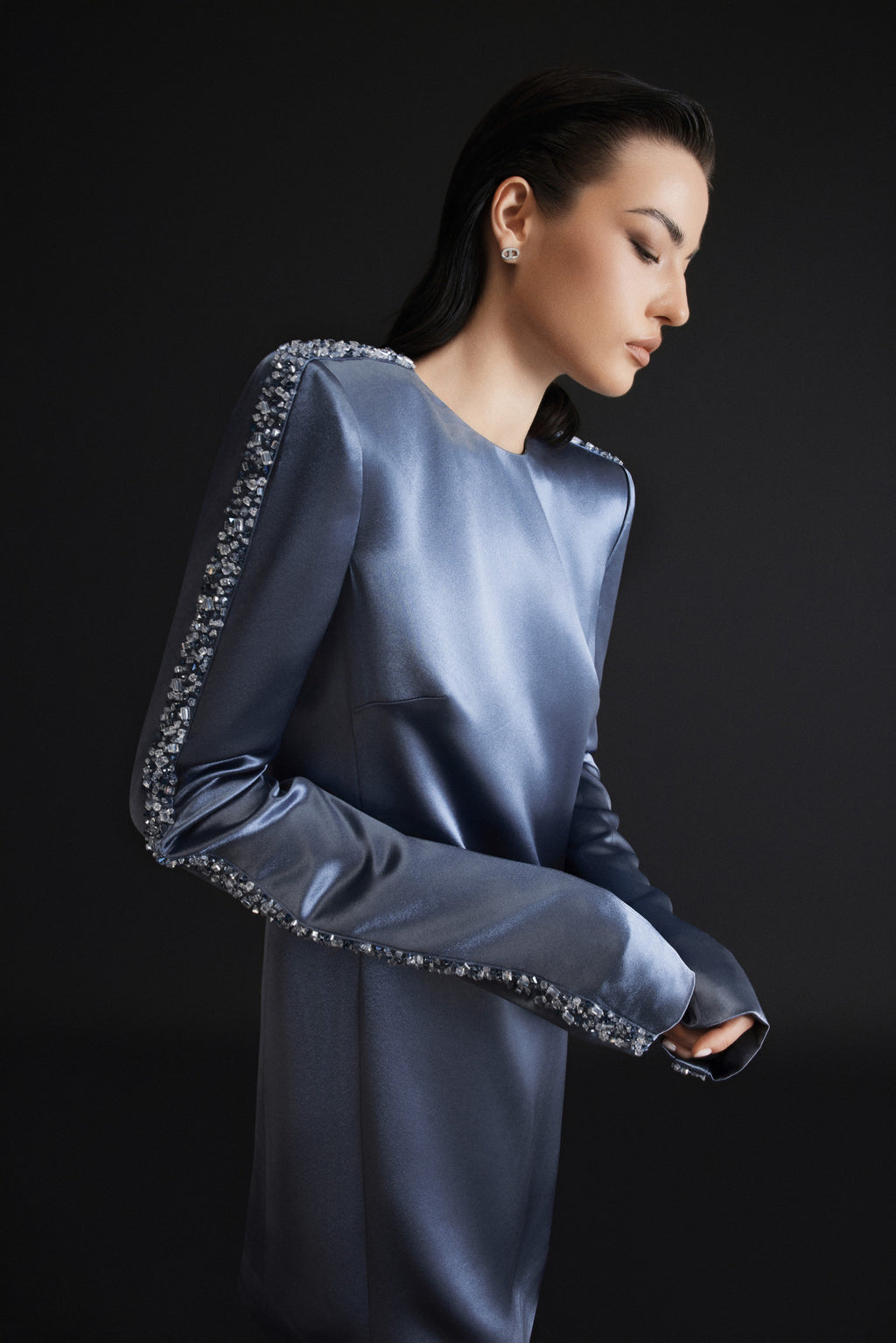 Long Sleeve dress with square padded shoulders