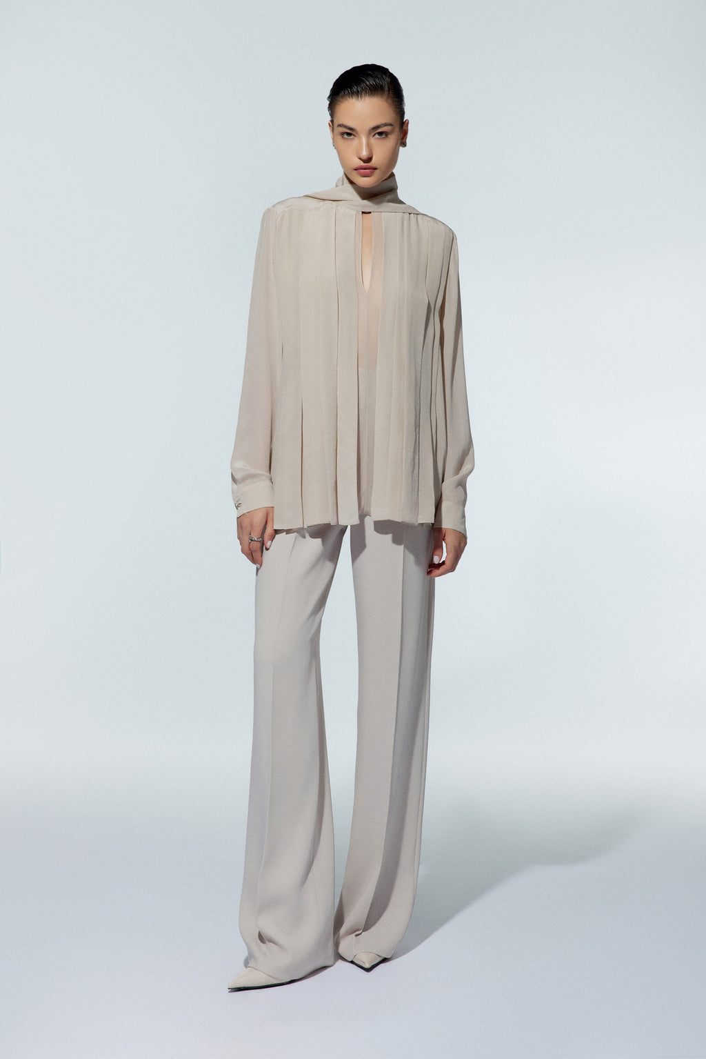 Transparent chiffon silk shirt