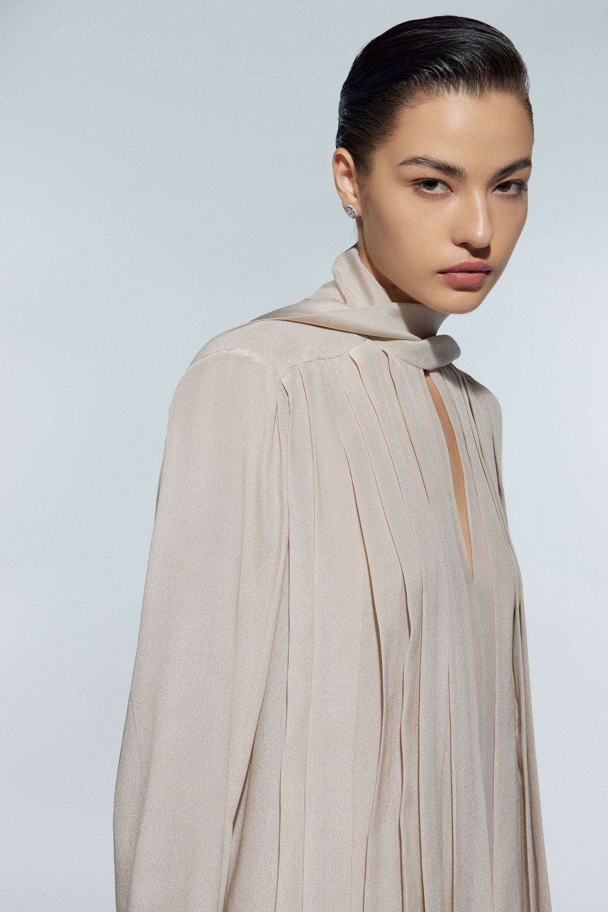 Transparent chiffon silk shirt