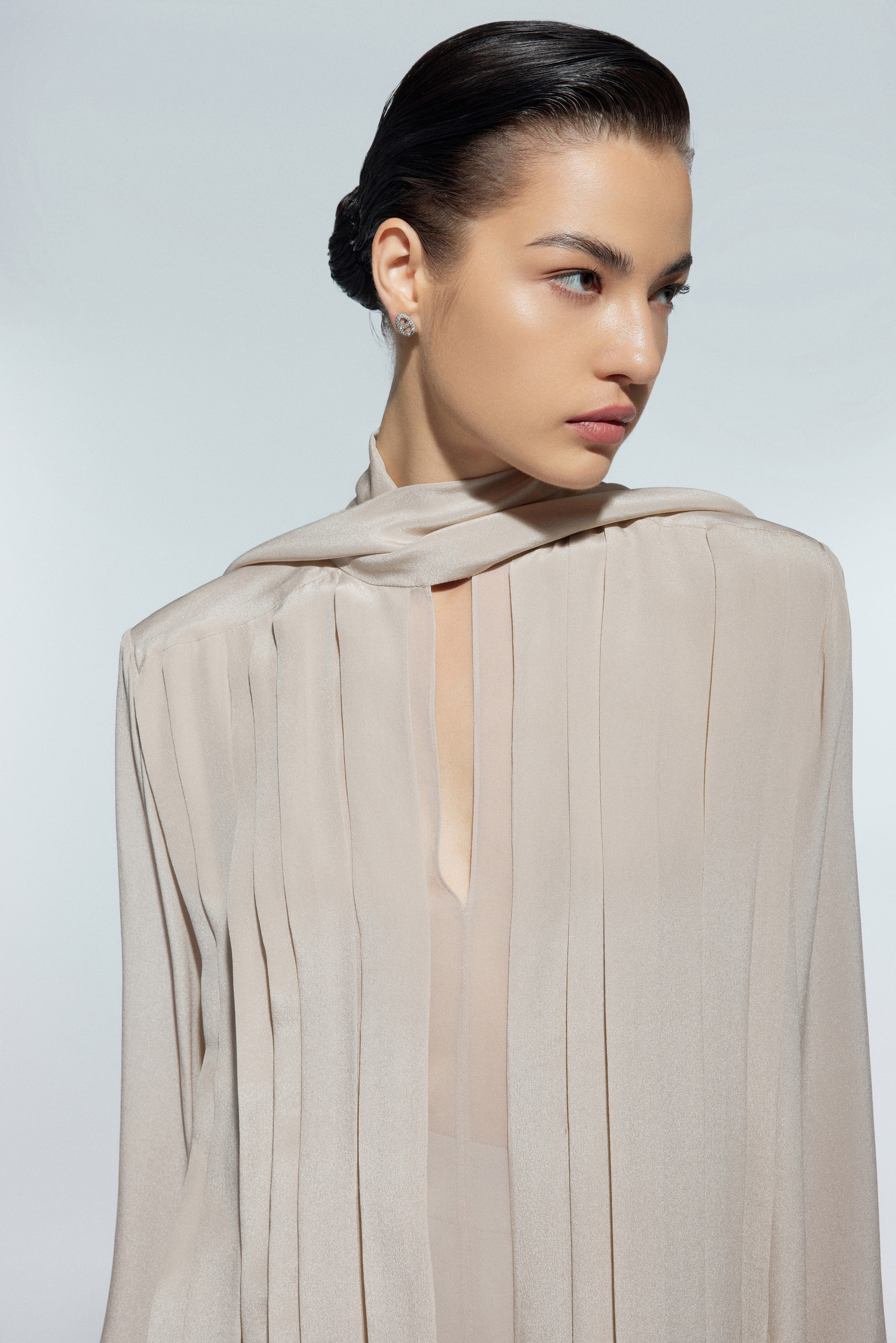 Transparent chiffon silk shirt
