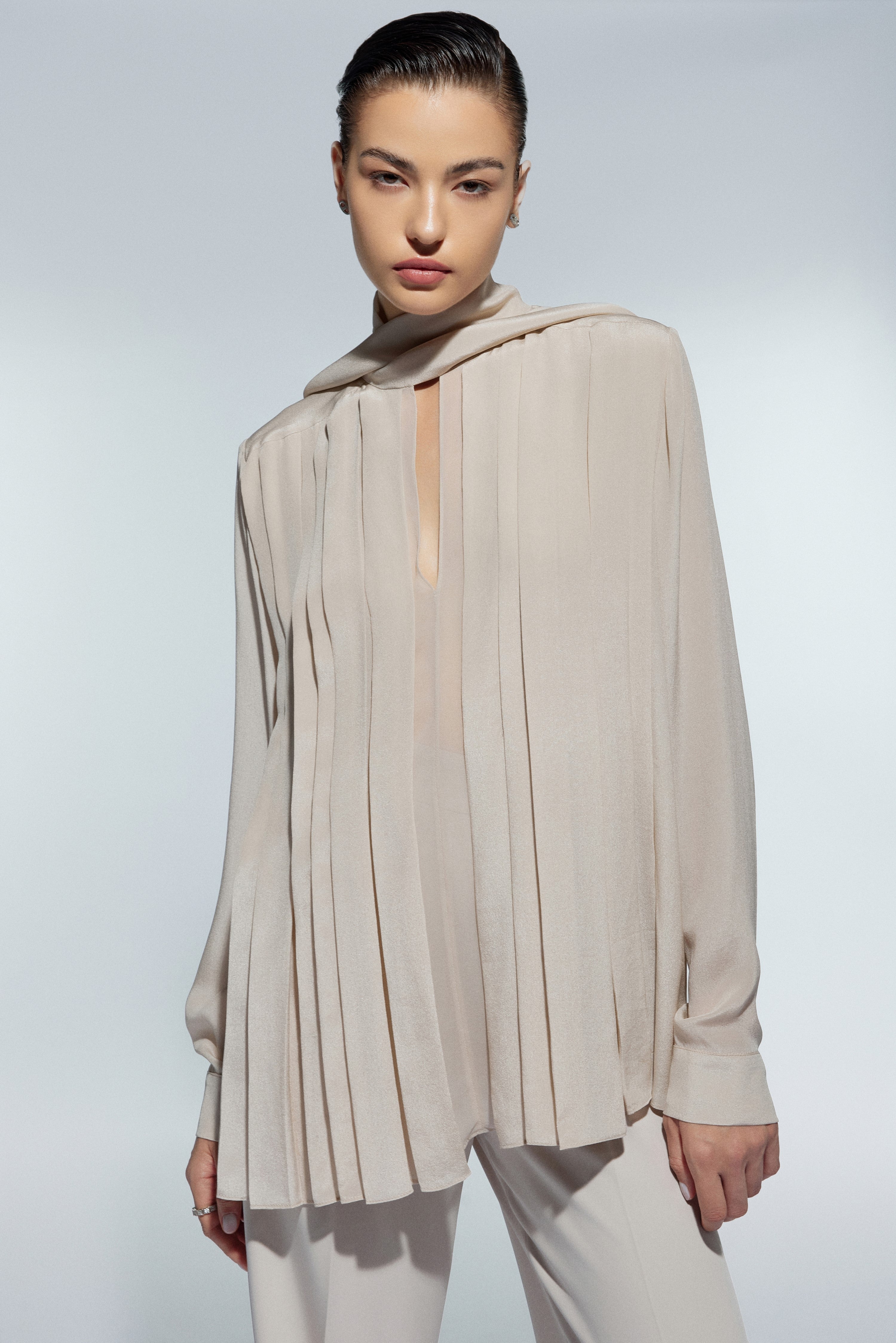 Transparent chiffon silk shirt
