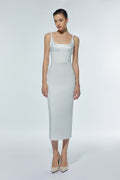 Dress with square neckline and straps