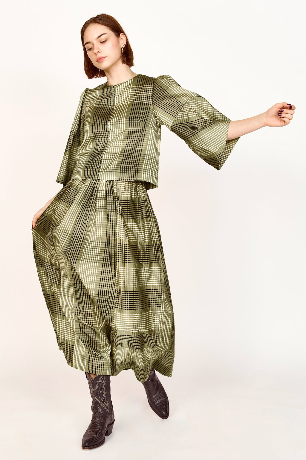 Skirt in Olive Plaid