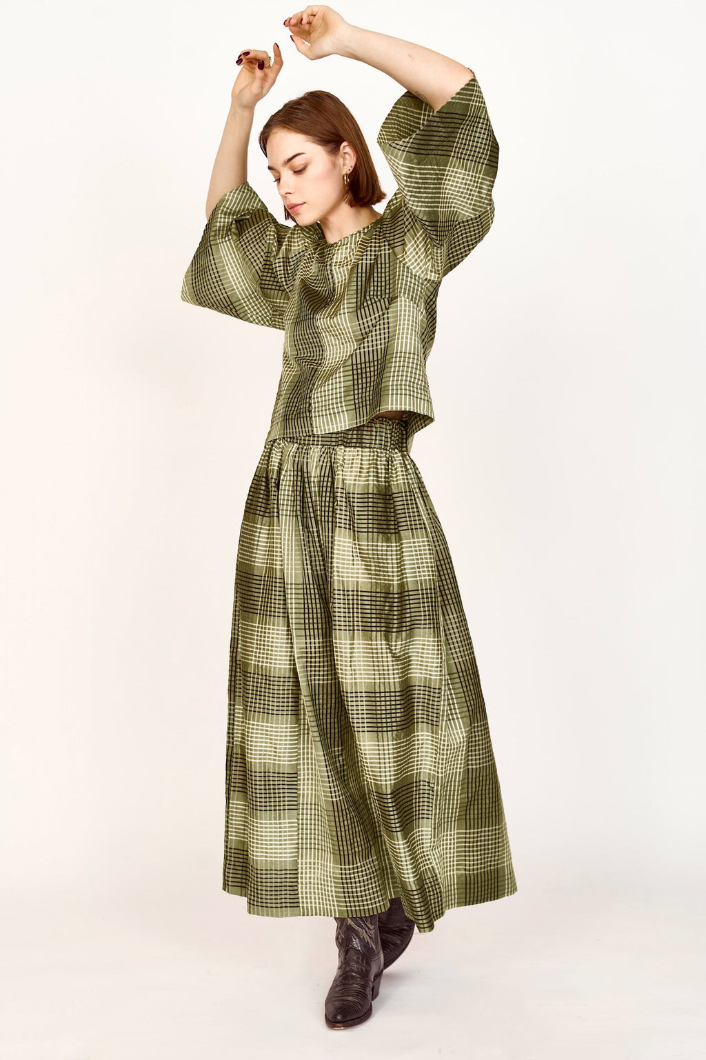 Skirt in Olive Plaid