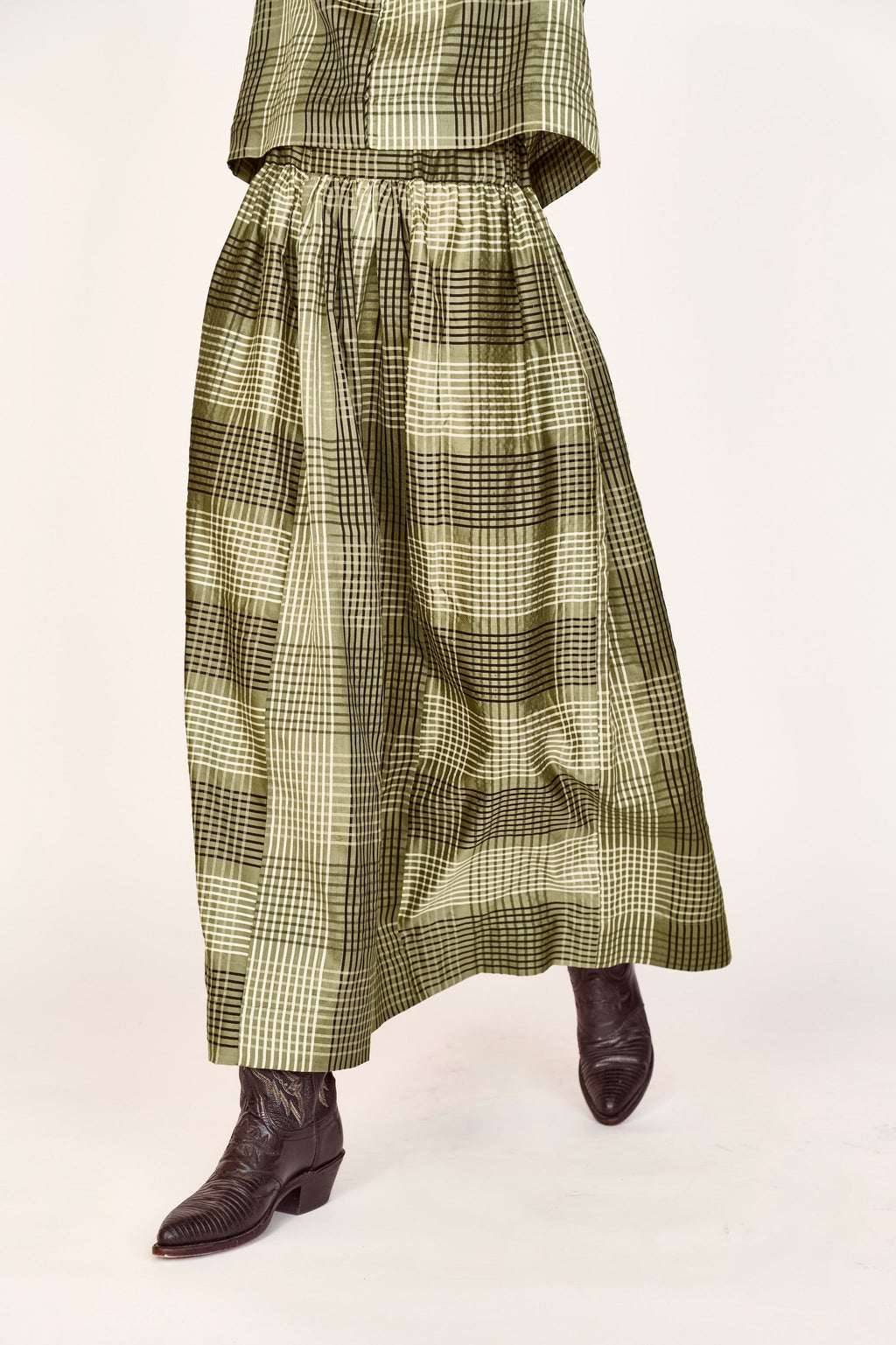 Skirt in Olive Plaid