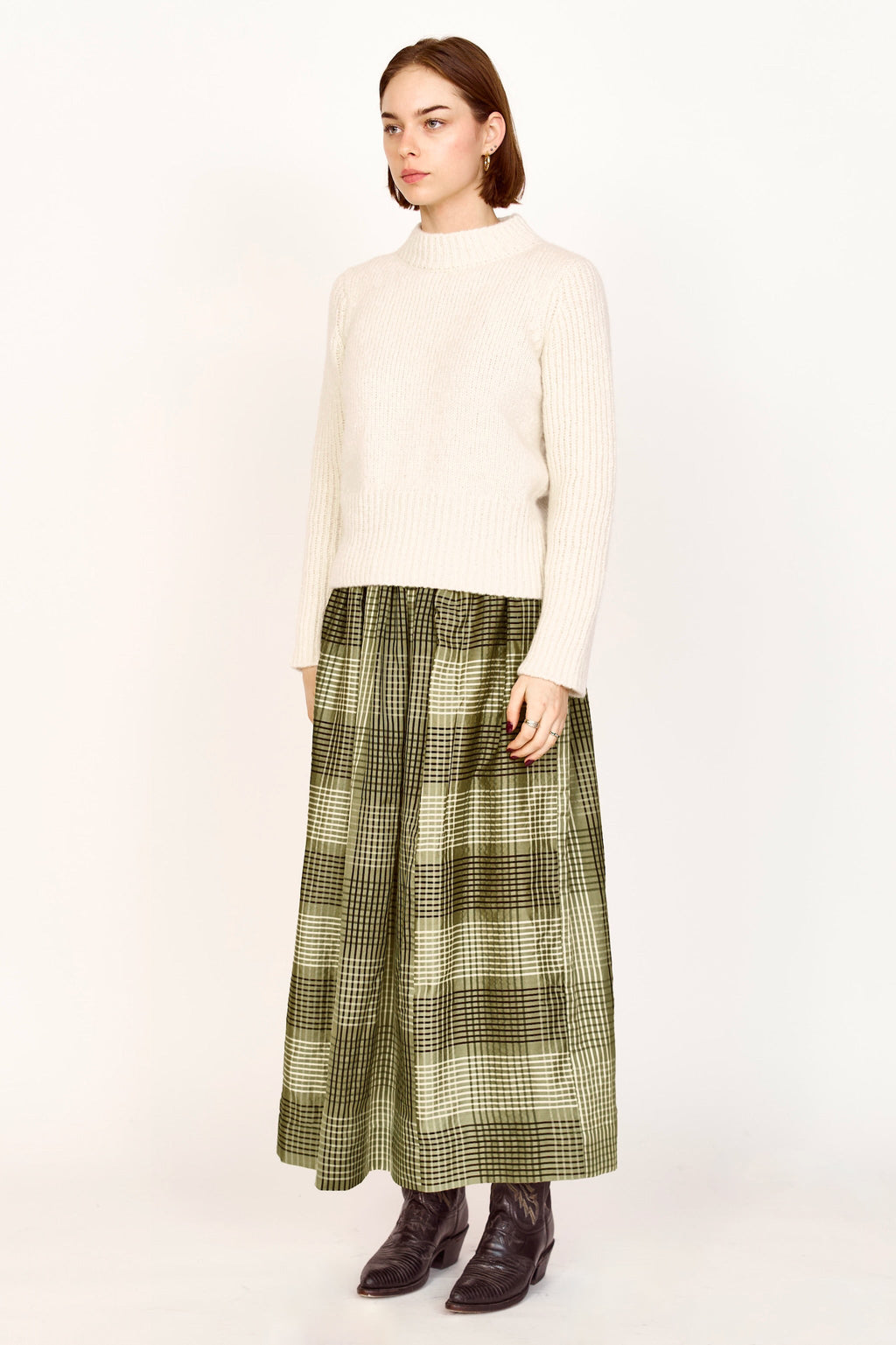 Skirt in Olive Plaid