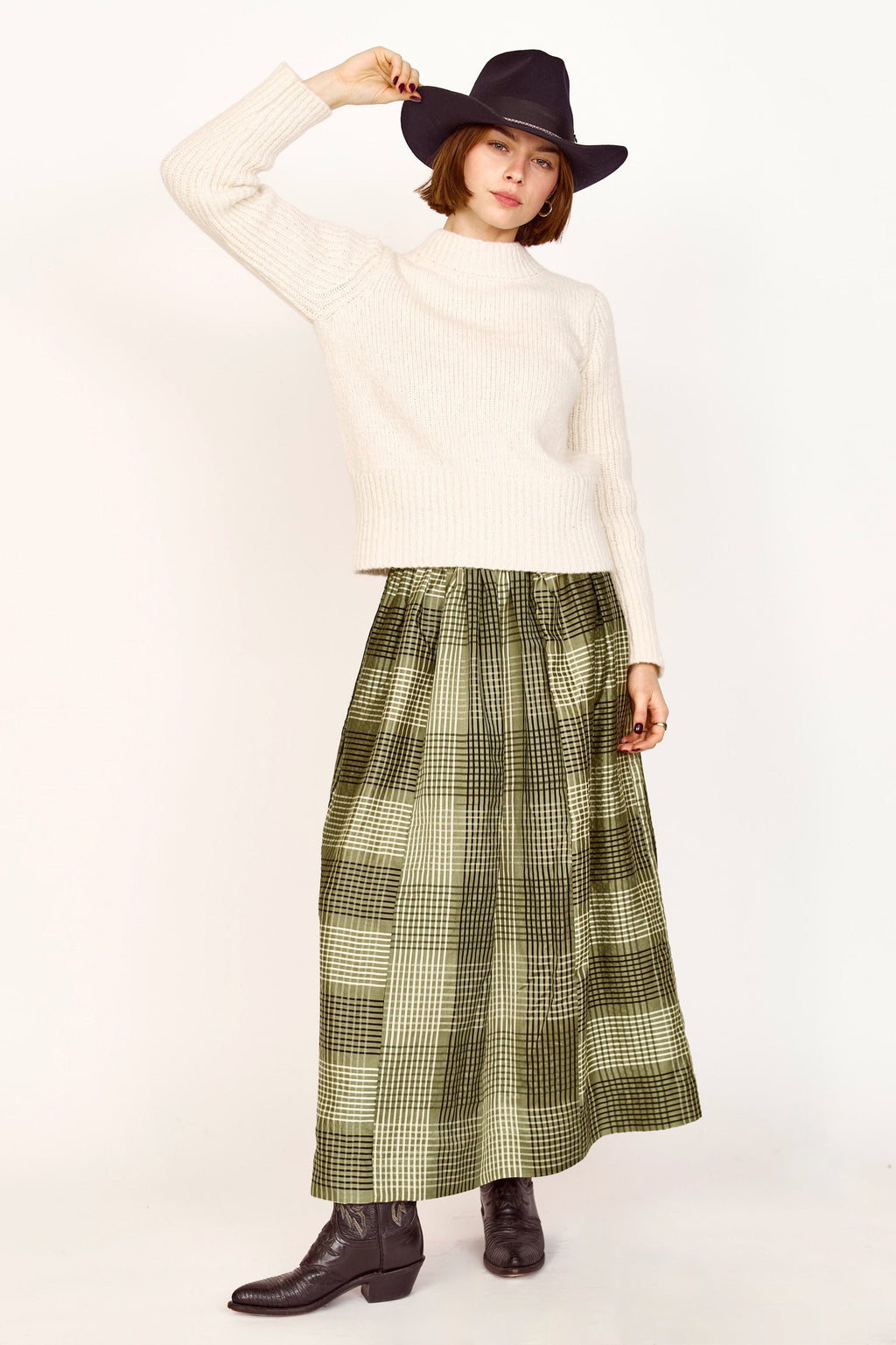 Skirt in Olive Plaid