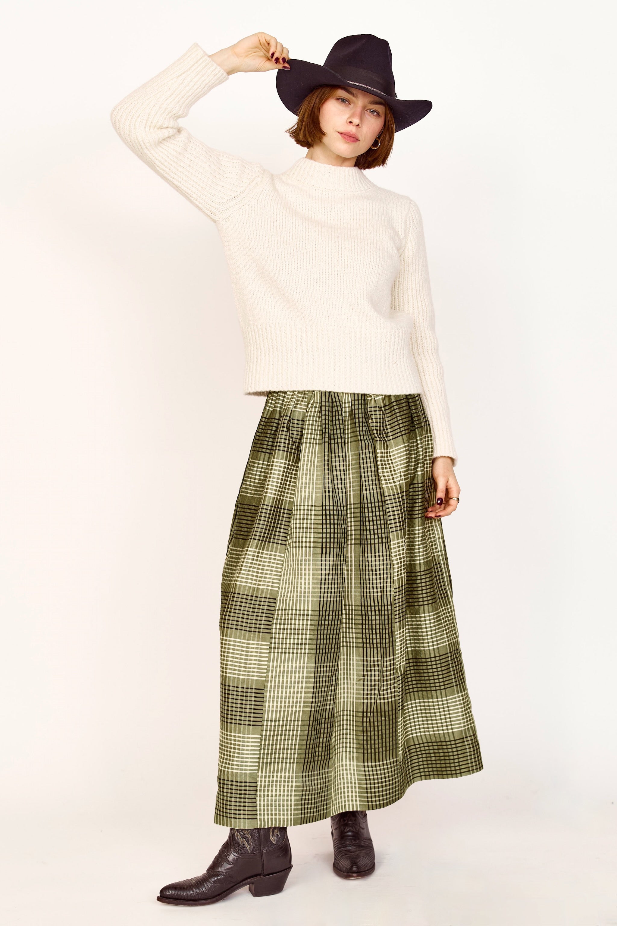 Skirt in Olive Plaid
