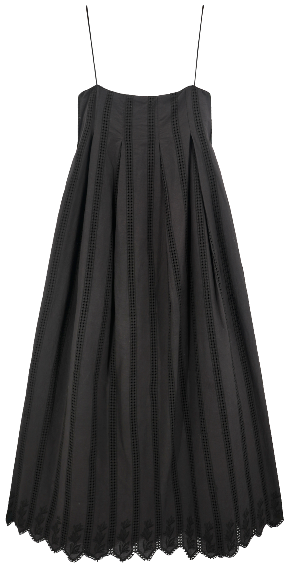 Ankle length Black Vine Eyelet Dress
