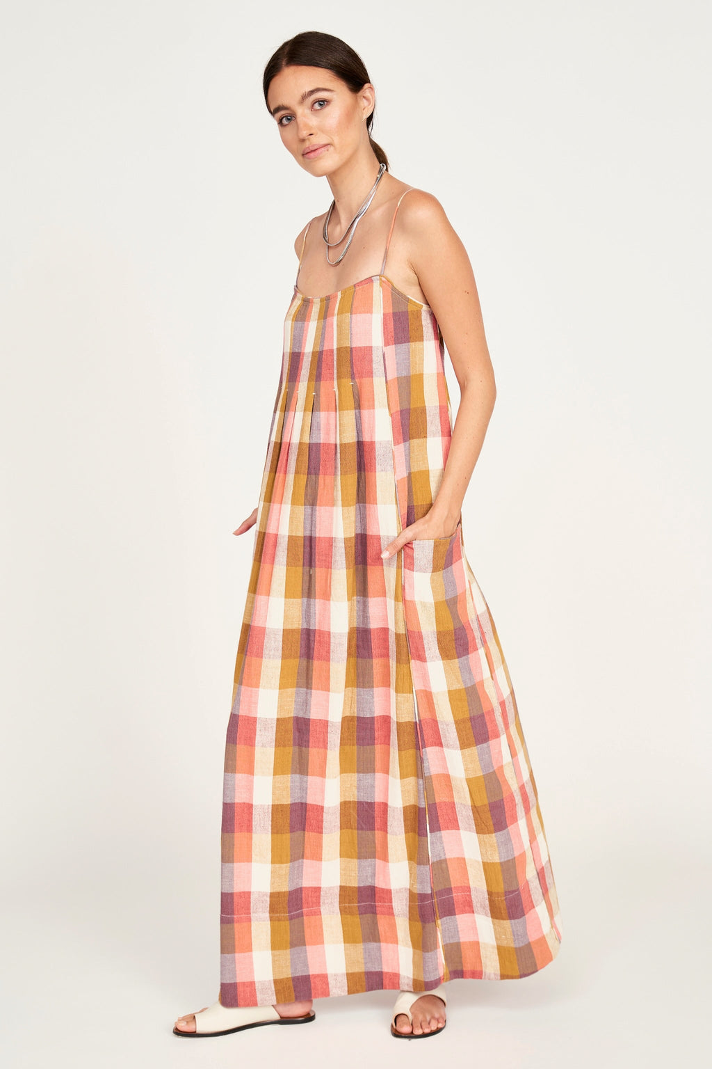 Rouleau straps Sunset Plaid Dress