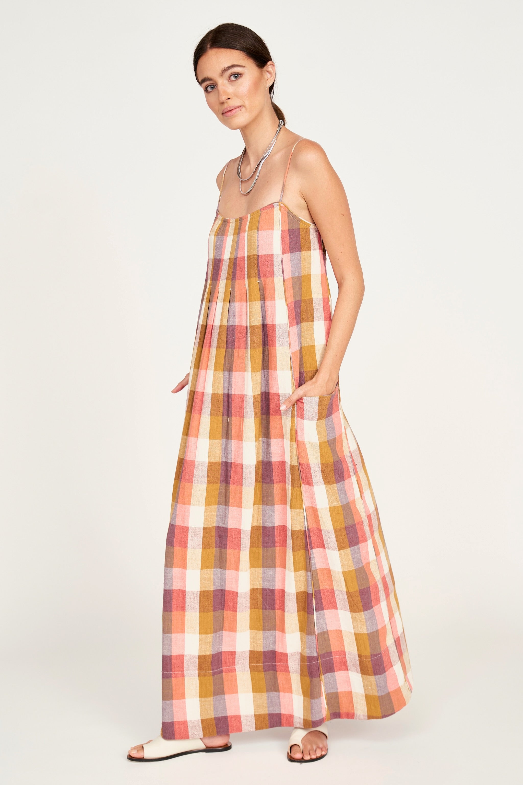 Rouleau straps Sunset Plaid Dress