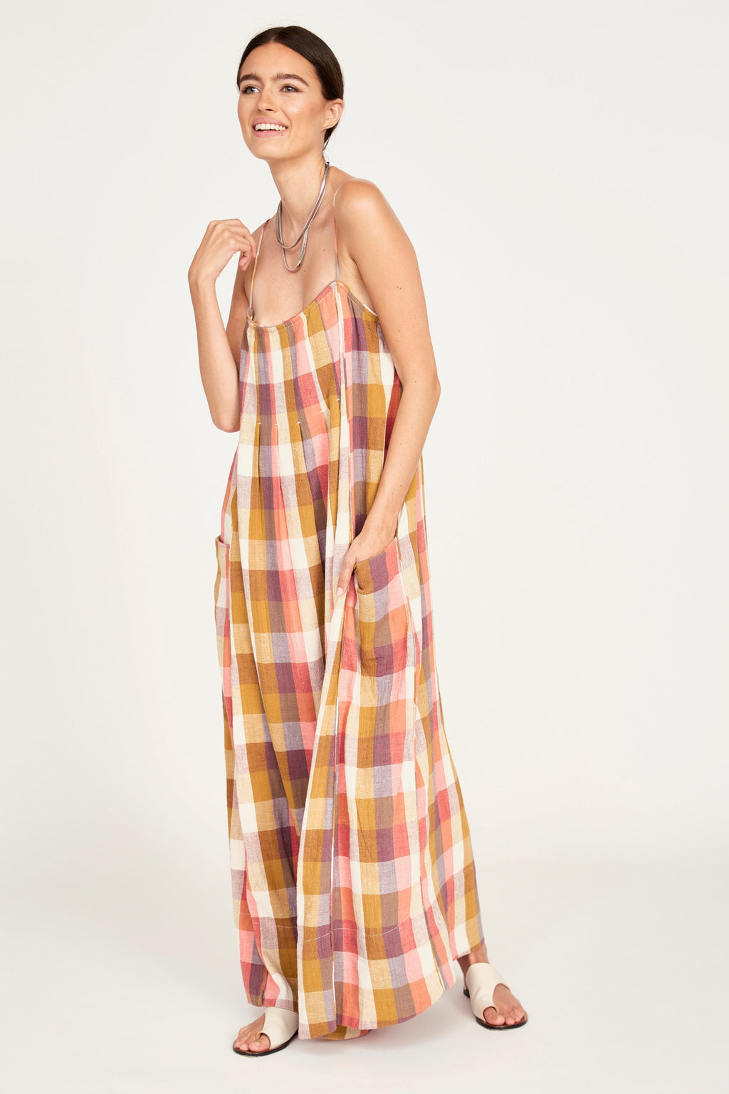 Rouleau straps Sunset Plaid Dress