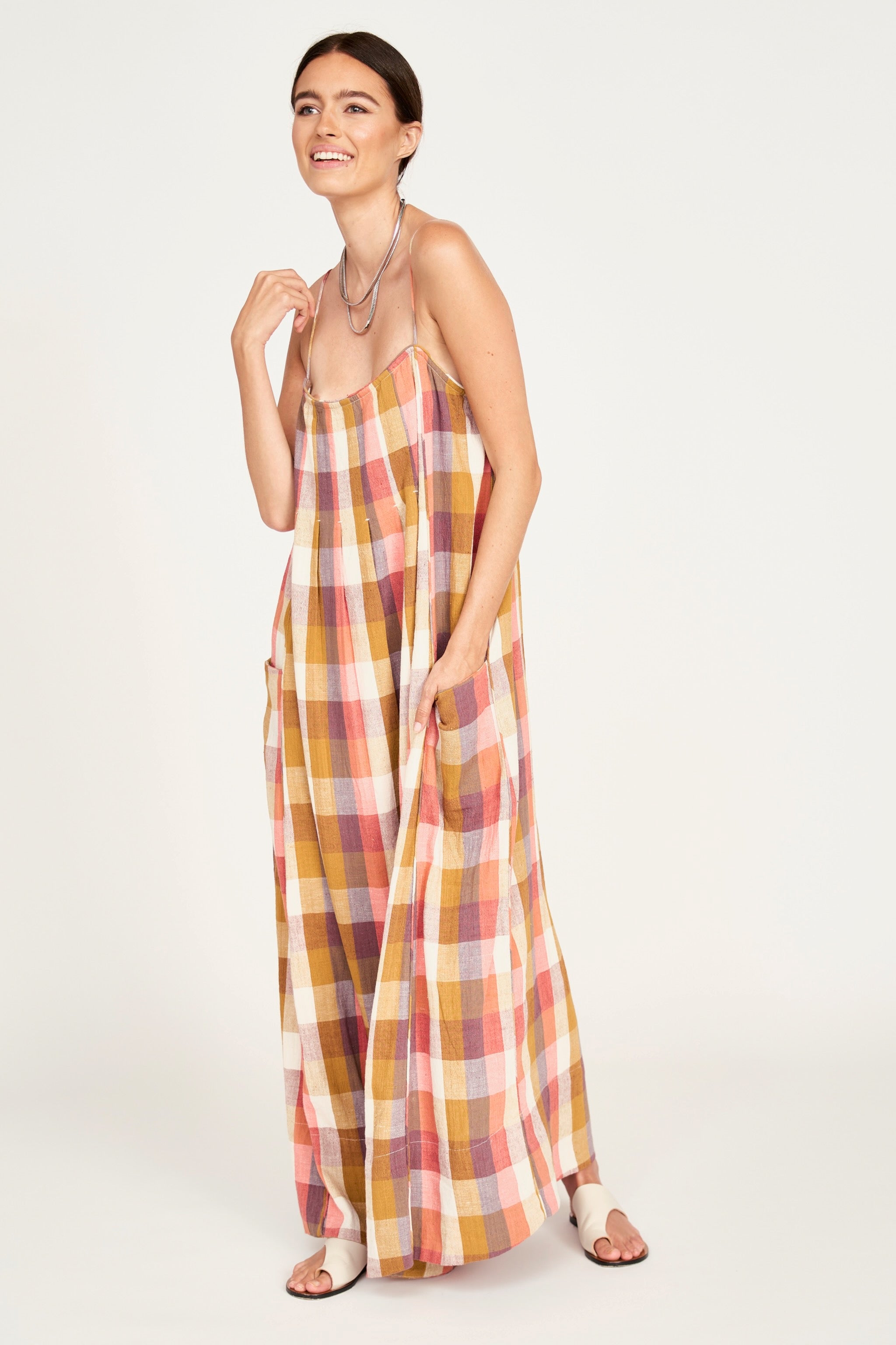 Rouleau straps Sunset Plaid Dress