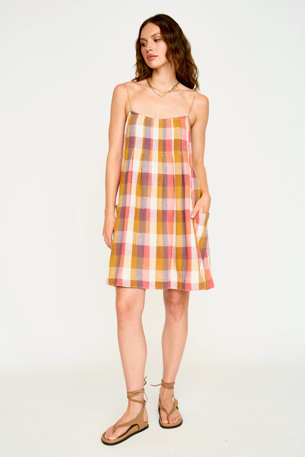 Short Dress in Sunset Plaid