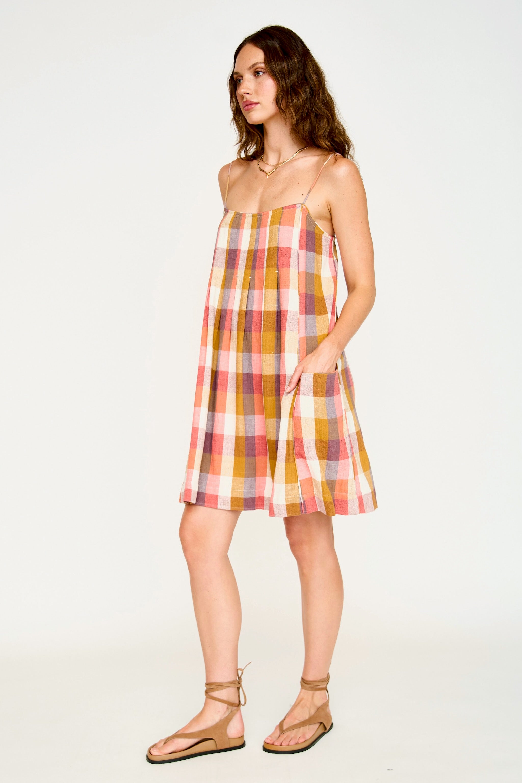 Short Dress in Sunset Plaid